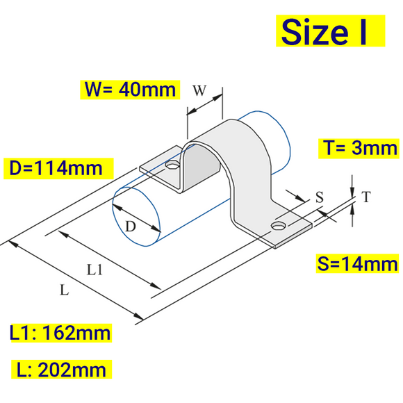 Ensemble bride de fixation Unistrut E : OD 114 mm