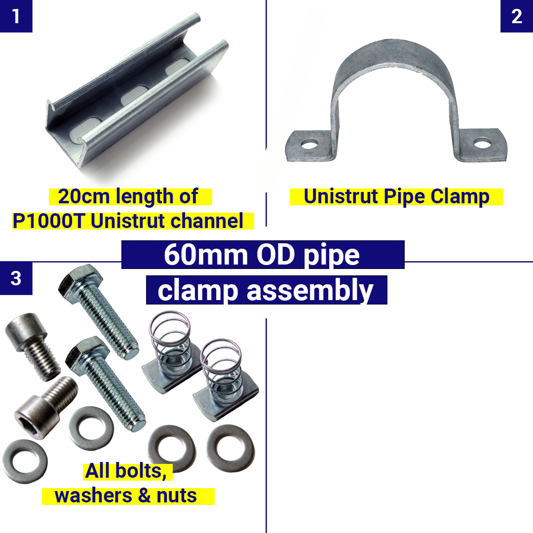 Unistrut Pipe Clamp Assembly F: 60mm OD