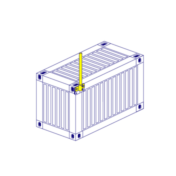A vertical tube clamp to attach a short piece of tube or scaffold pole from one corner casting