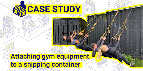 Attaching gym equipment to a shipping container
