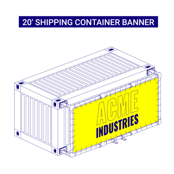 20 foot shipping container banner kit in situ