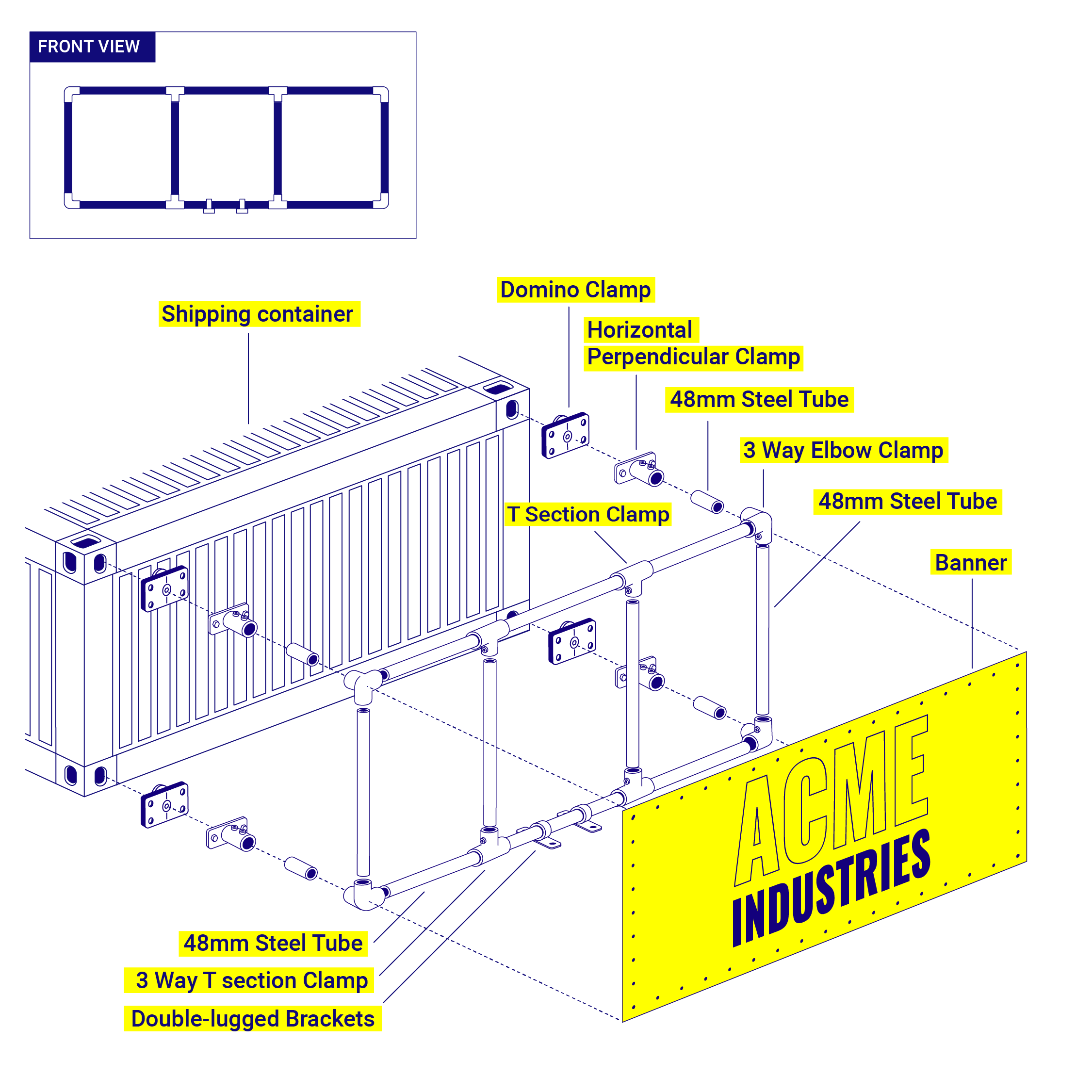 20 foot shipping container banner kit explosion diagram
