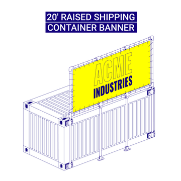 20 foot raised shipping container banner in situ