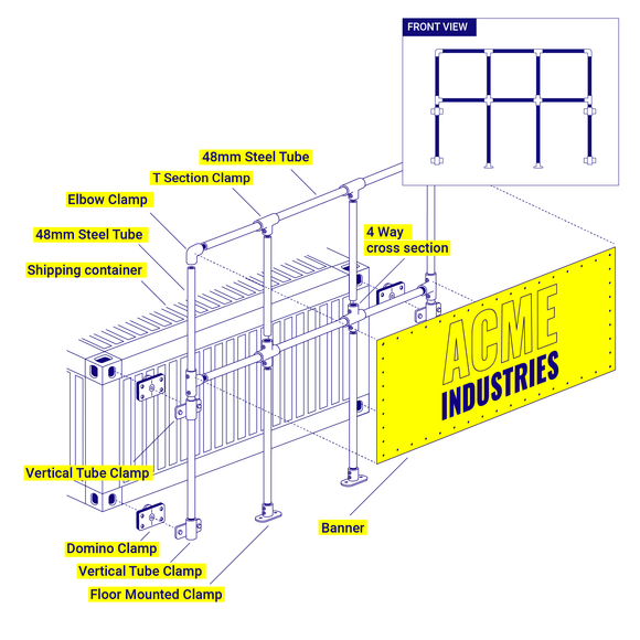 20 foot raised shipping container banner explosion diagram