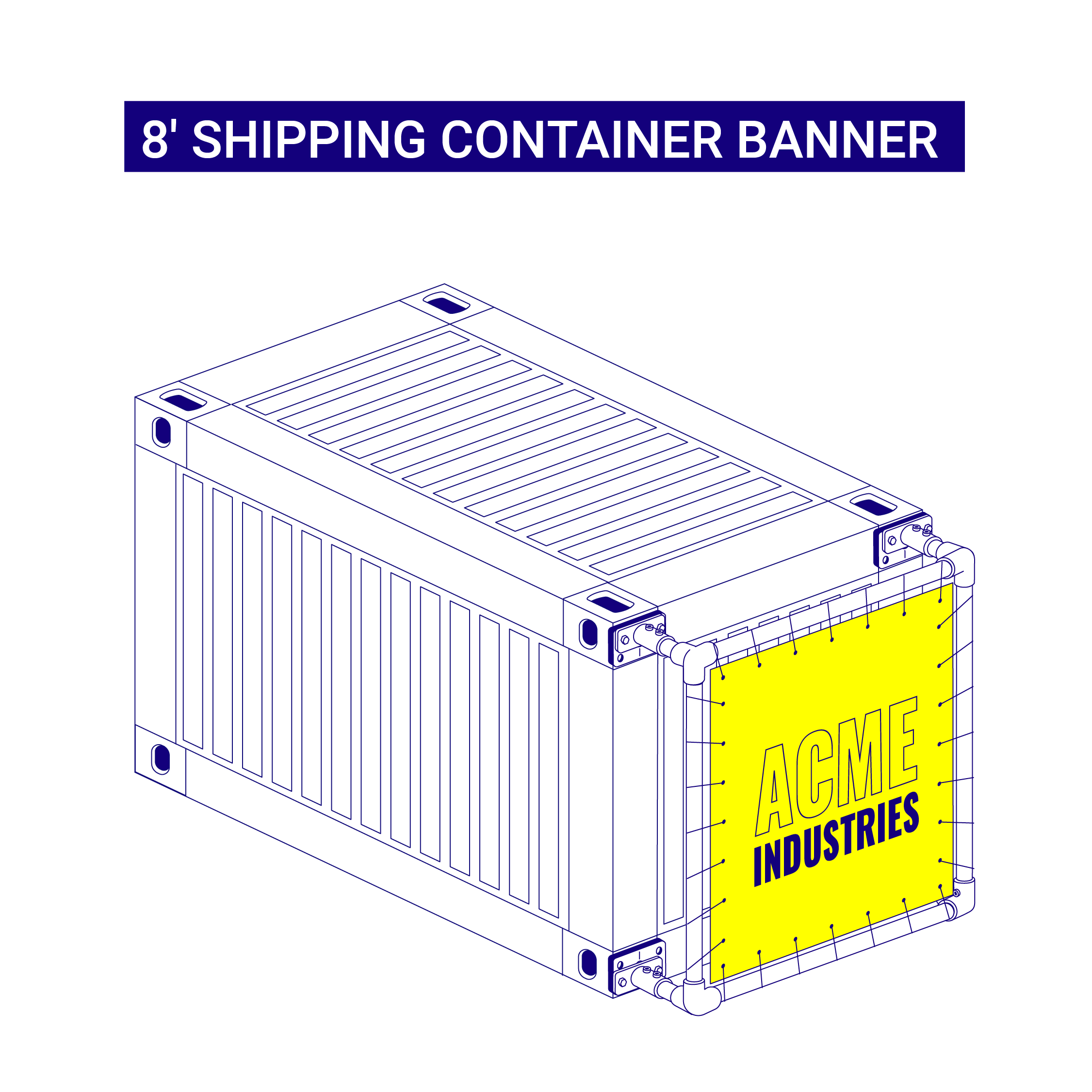 8 foot shipping container banner kit in situ