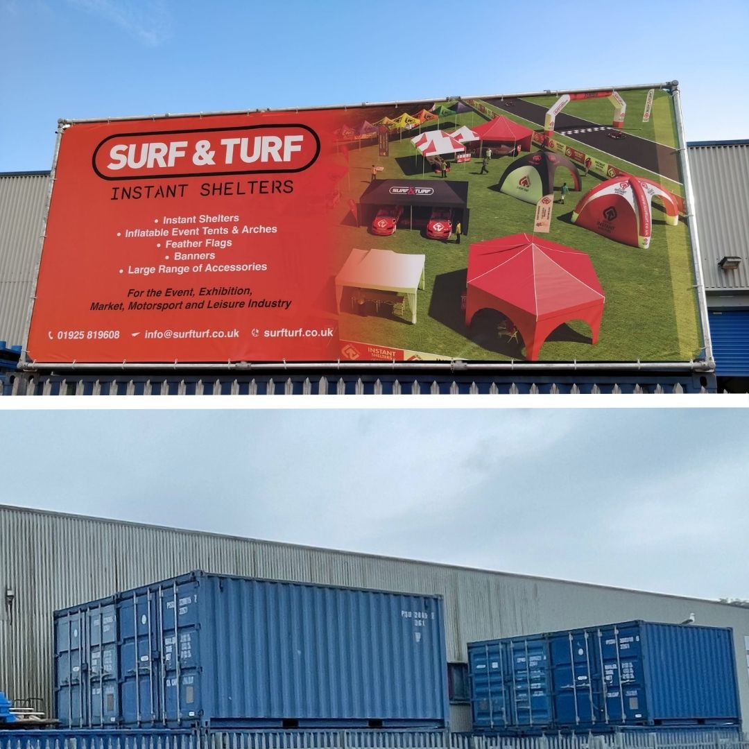 Auto Container Banner 20' Shipping container banner kit | Domino Clamps