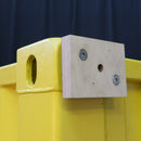 Plywood adapter attached to a shipping container
