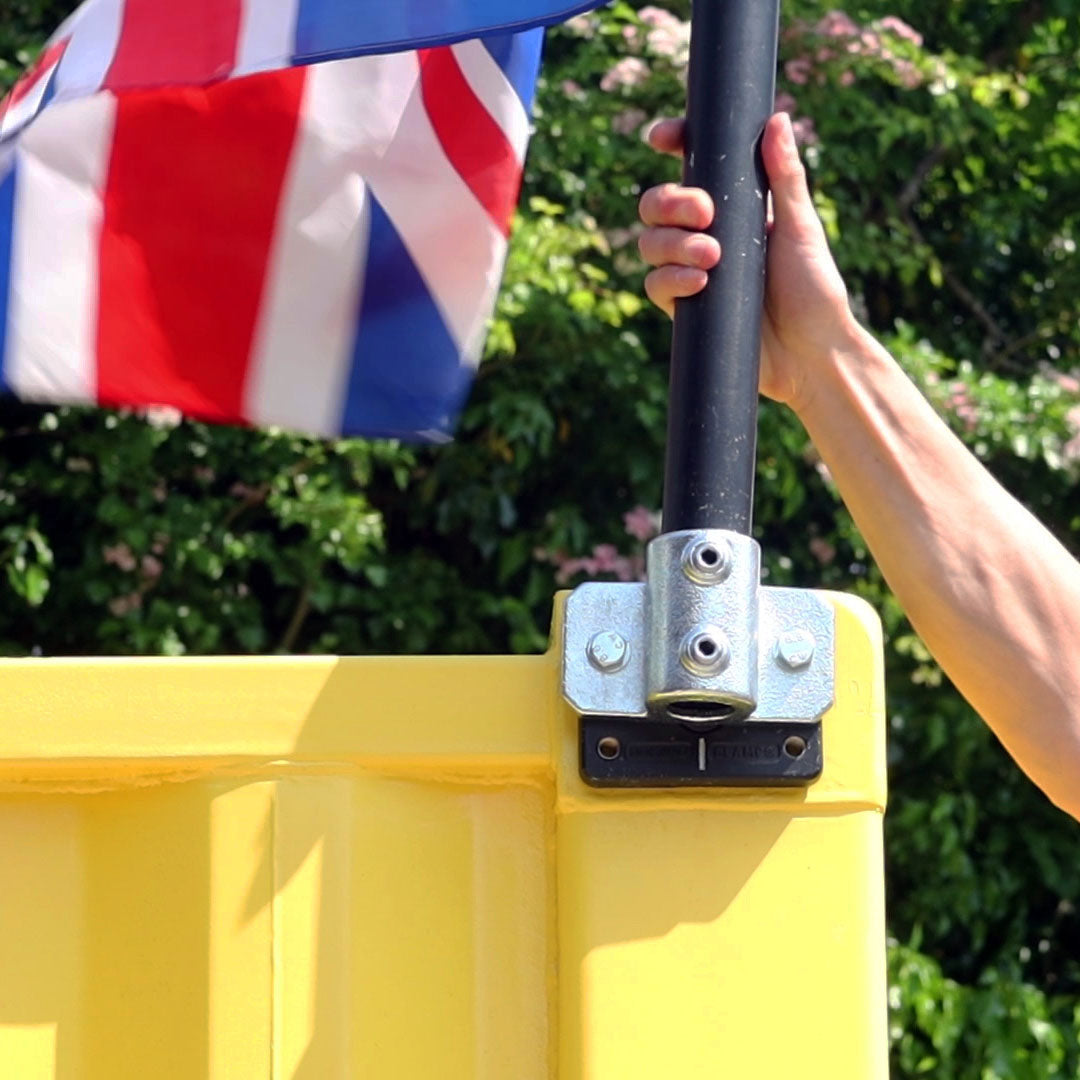 Union Jack attached to a shipping container