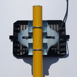 Universal floodlight bracket in use