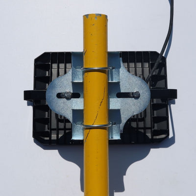 Universal floodlight bracket in use