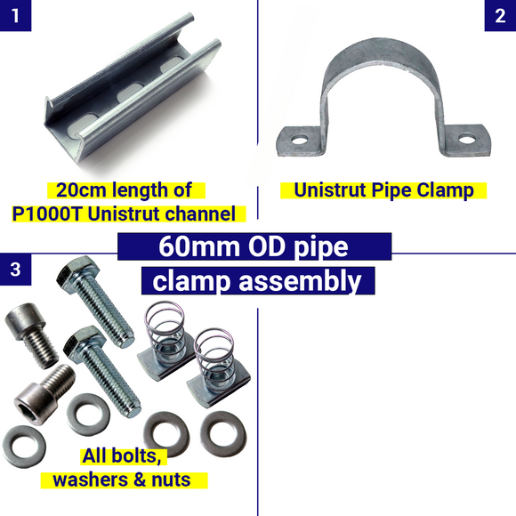 Unistrut Pipe Clamp Assembly F: 60mm OD
