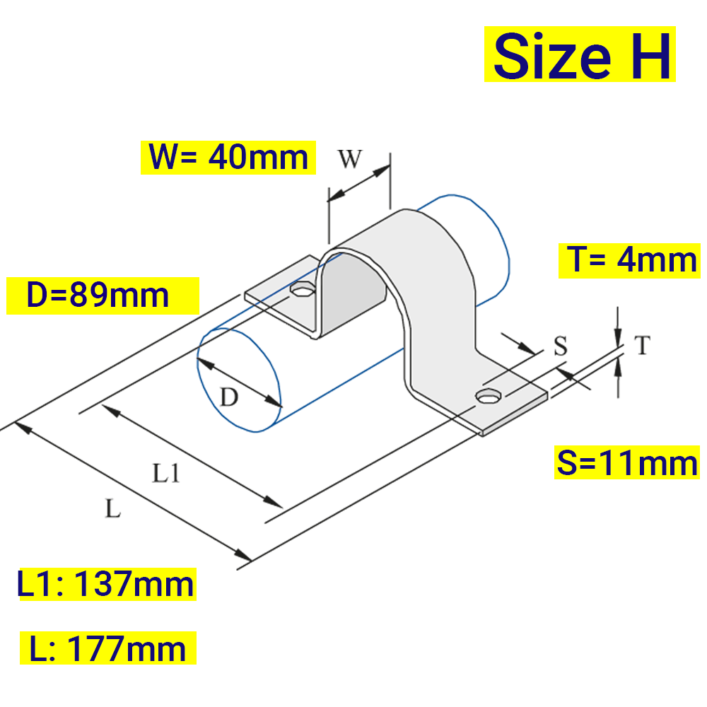 Unistrut Pipe Clamp Assembly H: 89mm OD
