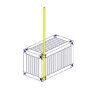 Long scaffold tube attached to a shipping container with 2 vertical tube clamps