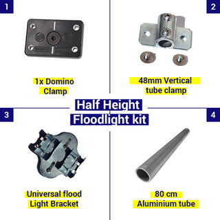 Half height Floodlight Kit - Everything you need to attach a floodlight to a shipping container including a 80cm scaffold tube.