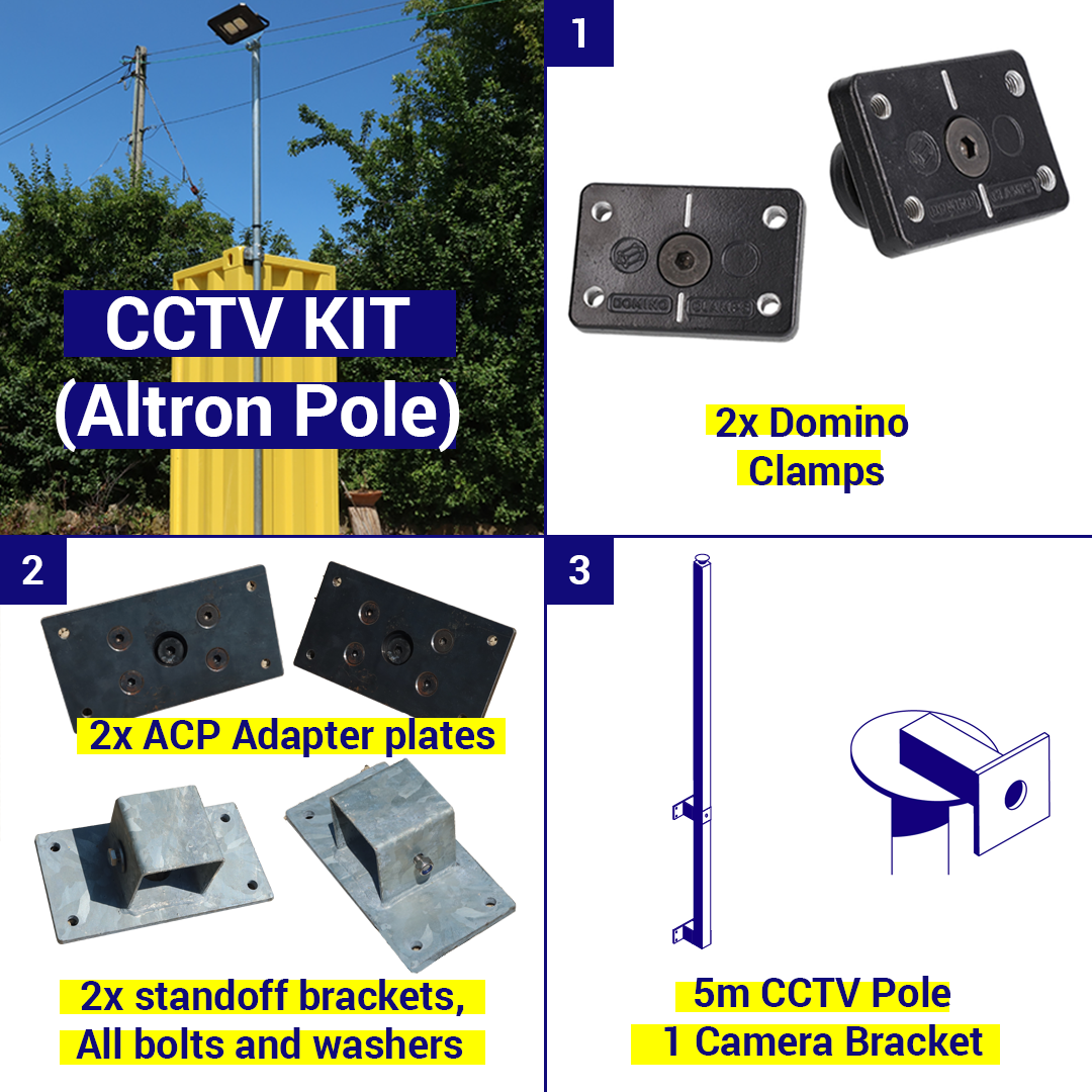 Shipping Container CCTV Kit, 5m pole, 1 camera bracket