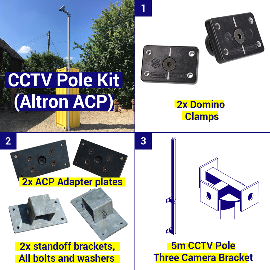 Shipping Container CCTV kit, 5m pole, 3 camera brackets