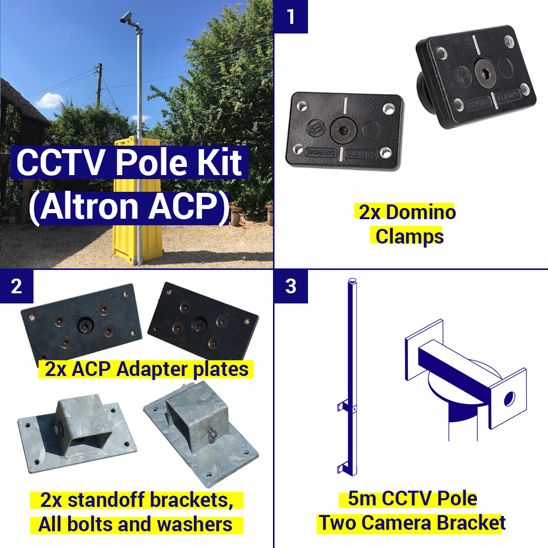 Shipping Container CCTV kit, 5m pole, 2 camera brackets
